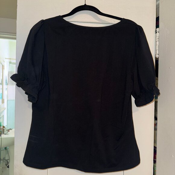 Belle Poque – Peasant-Style Ruched Bust Square Neck Puff Sleeve Top (Size 2XL). - Picture 2 of 6